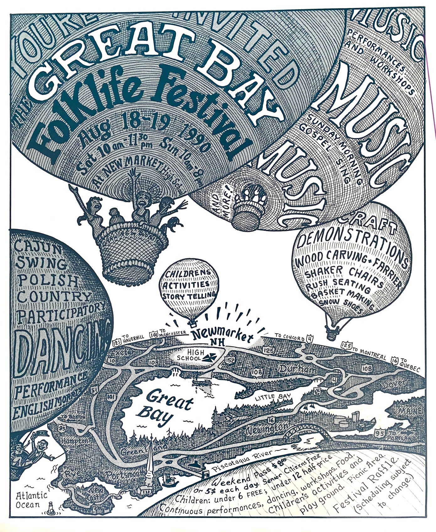 Poster of the Great Bay Folk Festival, Newmarket, New Hampshire, 1990