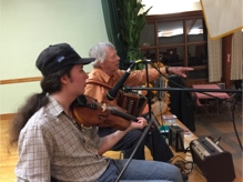 Brennish Thomson fiddling a barn dance with caller Dudley Laufman, in Massachusetts