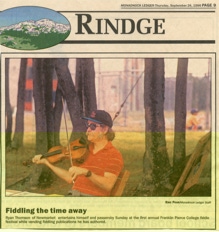 Ryan Thomson fiddles at Franklin Pierce College, New Hampshire