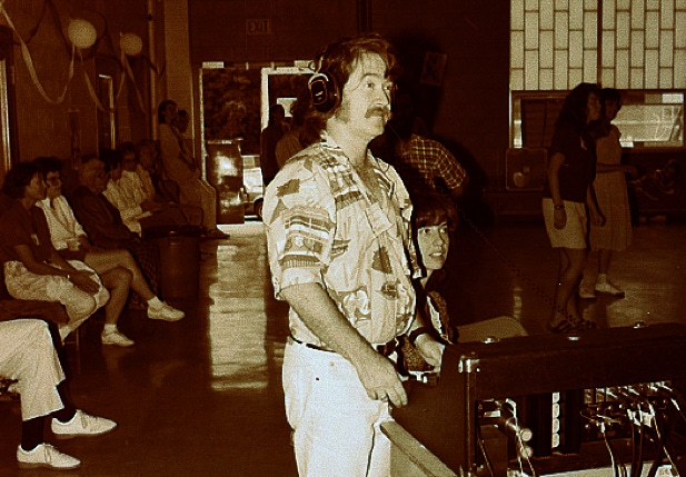Ryan Thomson running the sound board for the Great Bay Folk Life Festival, Newmarket, New Hampshire, 1990.