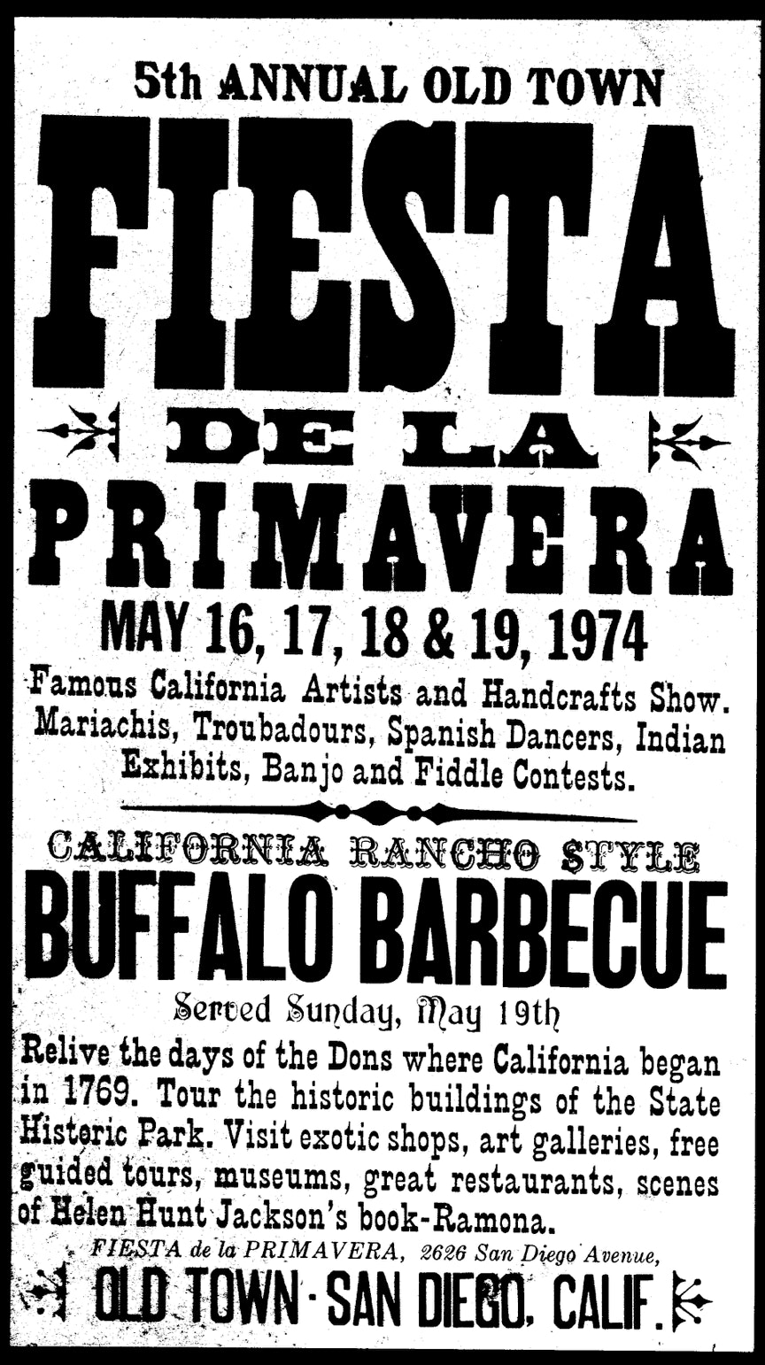 poster for the 5th Annual Old Town Fiesta de la Primavera, in San Diego, California, 1974.