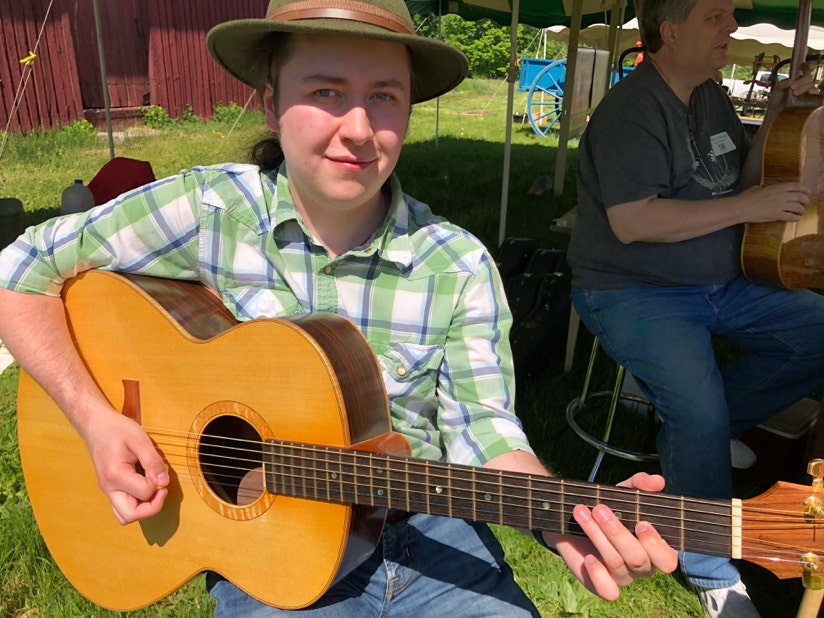 Brennish Thomson, guitarist, Shaker Village, Canterbury, New Hampshire