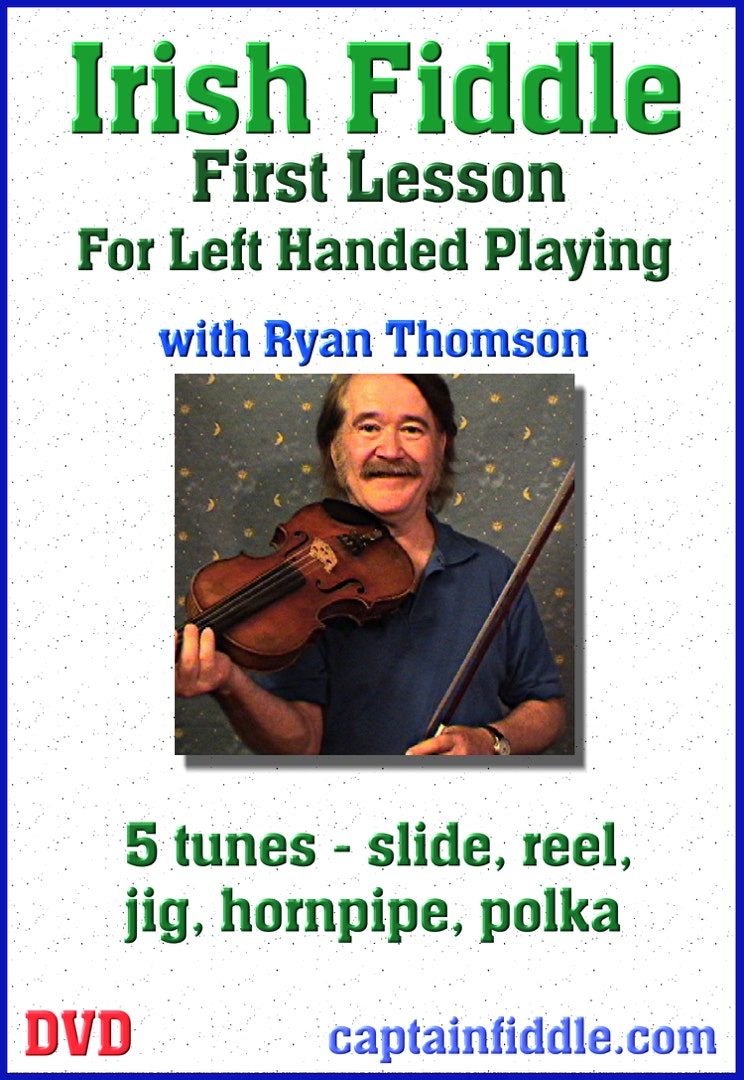 Cover of DVD box with Irish Fiddle, First Lesson for Left Handed Fiddling by Ryan Thomson