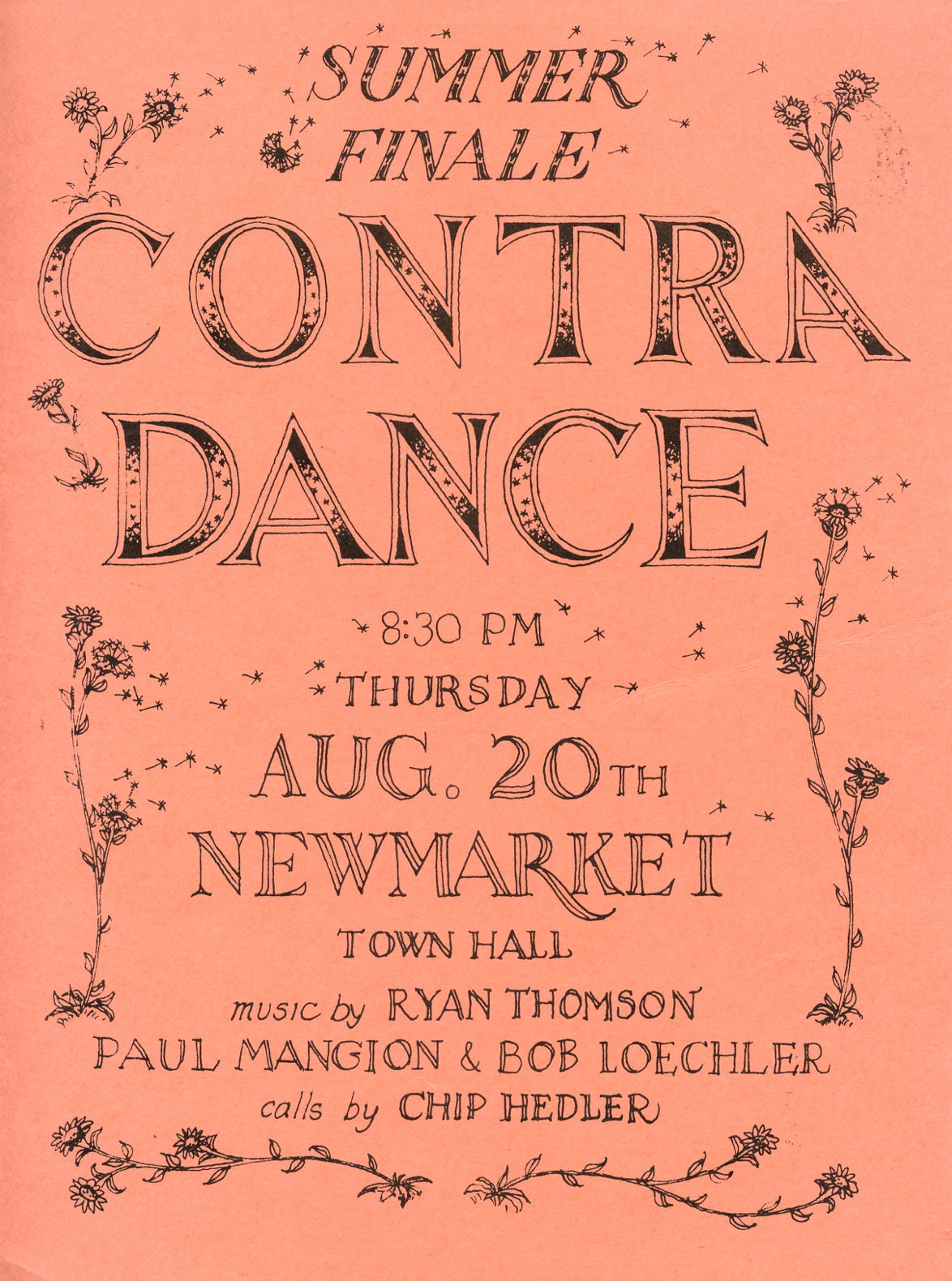 Poster for a Contra Dance, Newmarket, New Hampshire