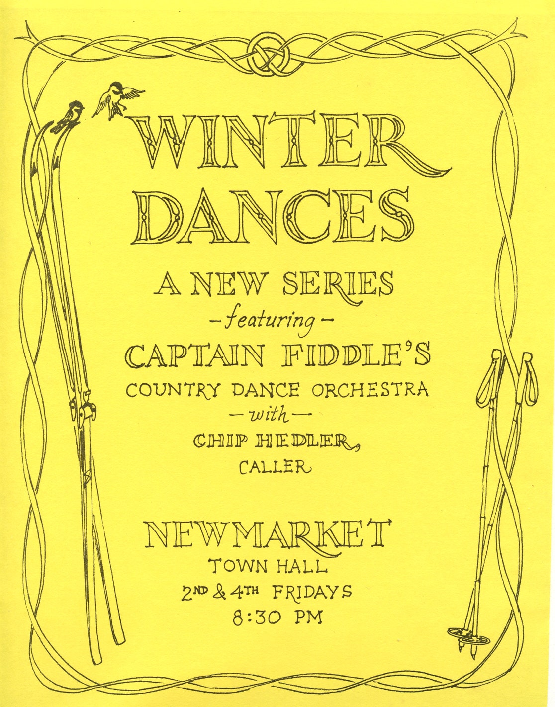 Poster for a Contra Dance, Newmarket, New Hampshire, Captain Fiddle