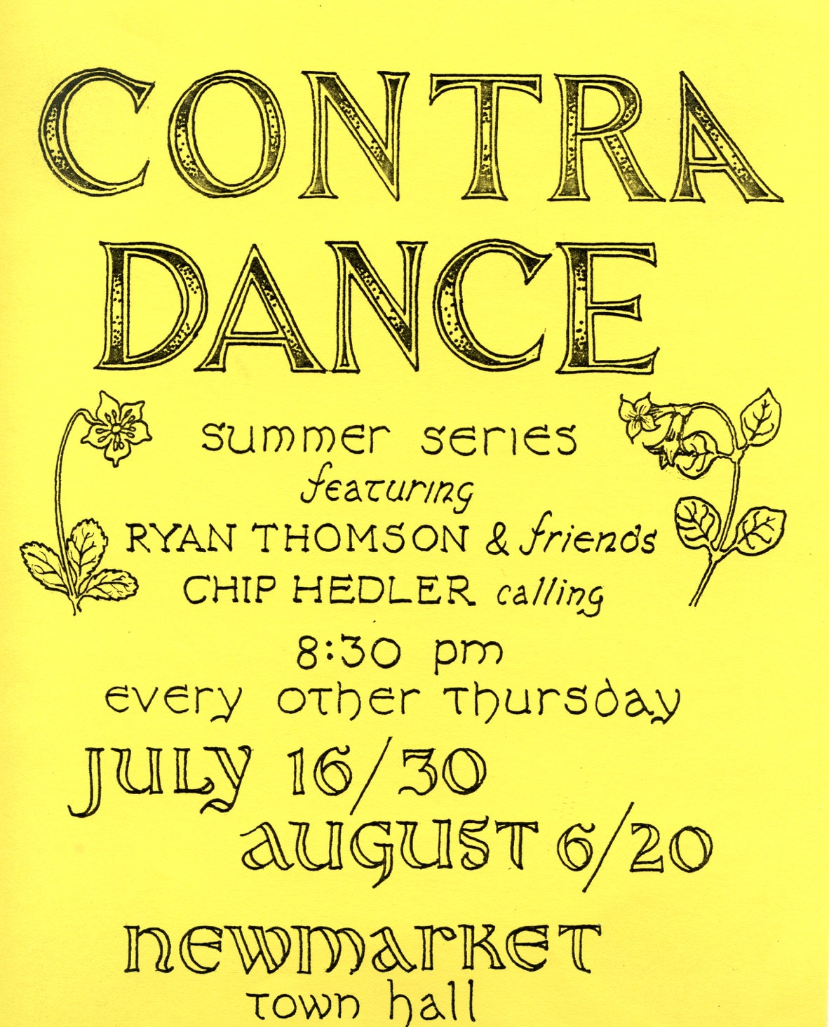 Poster for a Contra Dance, Newmarket, New Hampshire